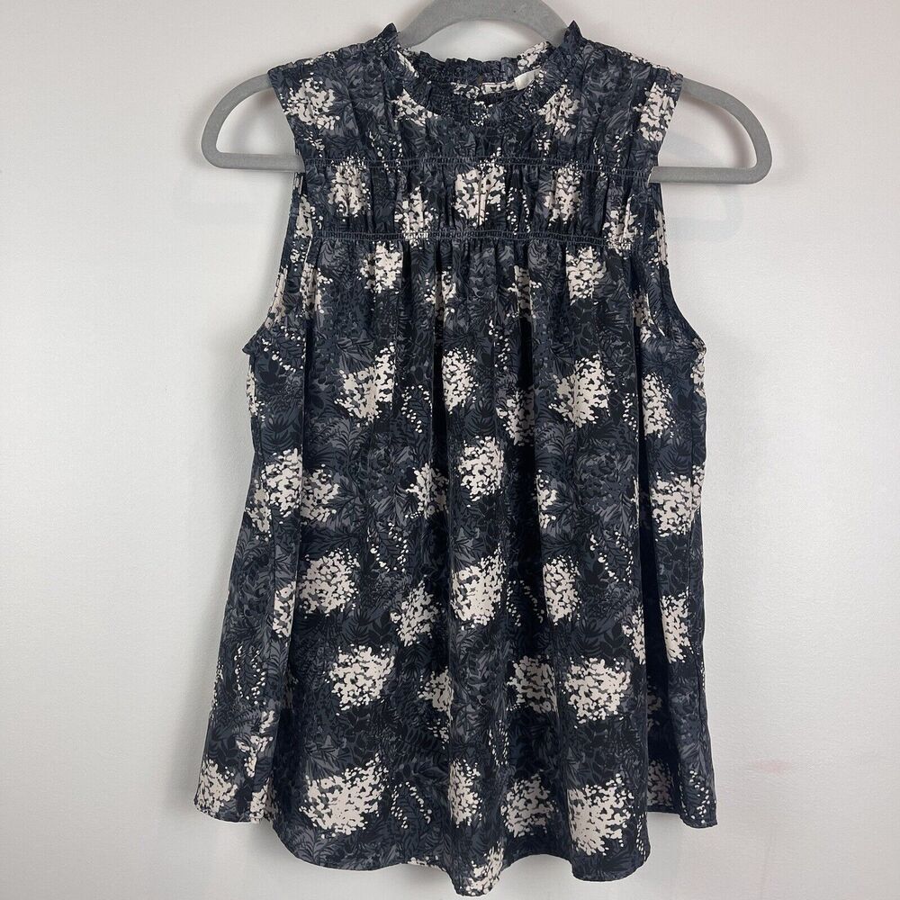 Joie Top Women XS Baltic Print Smocked Blouse Flowy Peasant Boho‎ Artsy Casual